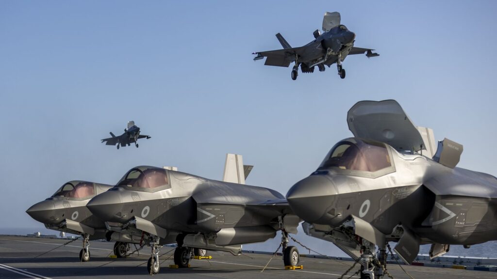Damning report eviscerates UK’s ‘complacent’ fast jets programme | UK News F-35B Lightning jets on the flight deck of the Royal Navy aircraft carrier HMS Prince of Wales. Pic: PA