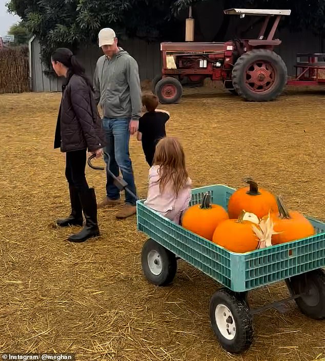 Meghan Markle sports $1,600 outfit for casual trip to pumpkin patch with Prince Harry, Archie and Lilibet Meghan Markle looked casual but chic in a quilted jacket and smart leather boots as she enjoyed a Halloween trip to a pumpkin patch this weekend