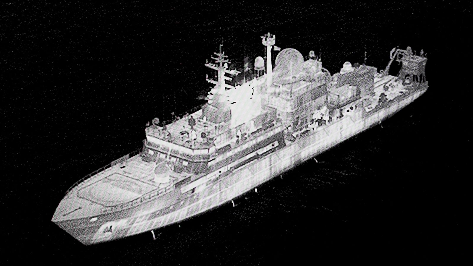 Mr Healey showed an infrared picture of the Yantar in his Downing Street presentation. Pic: Reuters