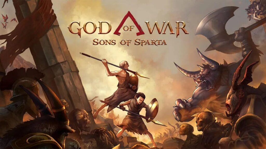 God of War Original Trilogy Remakes Are Coming, and a New 2D Platformer Is Out Today the title car of sons of sparts showing to young sparta boys with spears facing off against monsters