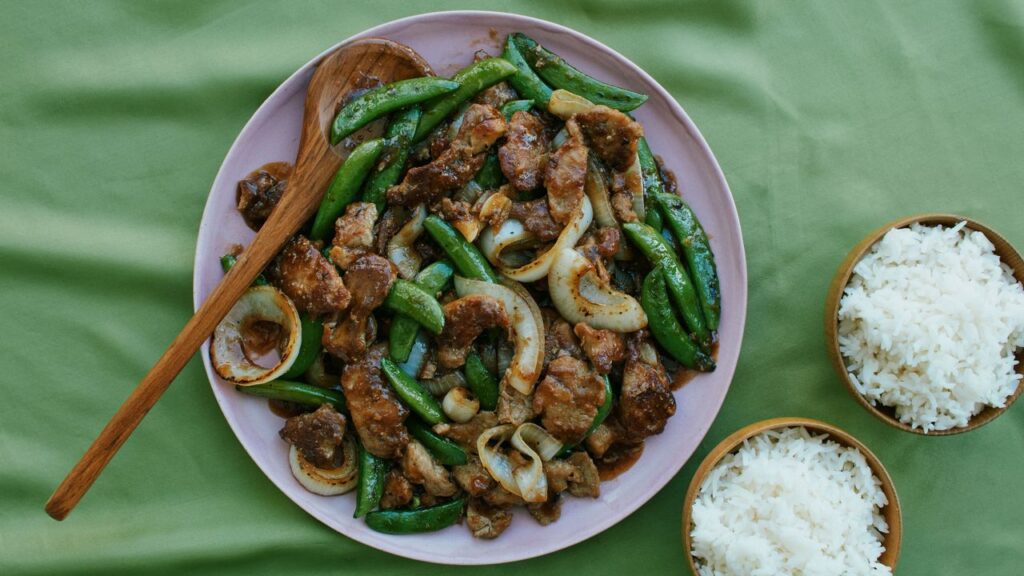 Gingery Pork and Sugar Snap Pea Stir-Fry Recipe Gingery Pork and Sugar Snap Pea Stir-Fry Recipe