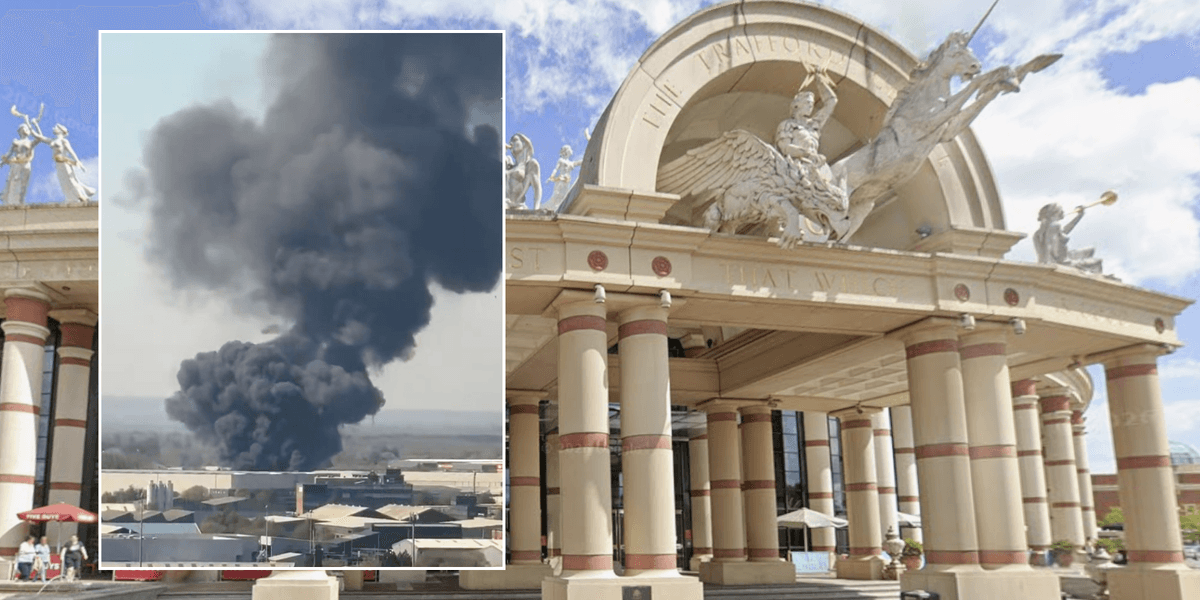 Massive blaze breaks out as thick plumes of smoke can be seen for miles