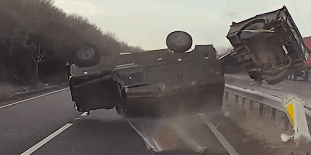 Two soldiers injured after military Land Rover and trailer flips over dual carriageway in horror crash