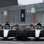 MONTREAL, QUEBEC - MAY 24: George Russell of Great Britain driving the (63) Mercedes AMG Petronas F1 Team W17 and Andrea Kimi Antonelli of Italy driving the (12) Mercedes AMG Petronas F1 Team W17 battle for track position during the F1 Grand Prix of Canada at Circuit Gilles-Villeneuve on May 24, 2026 in Montreal, Quebec. (Photo by Bryn Lennon - Formula 1/Formula 1 via Getty Images)