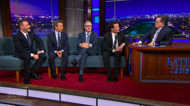 Jimmy Kimmel, Jimmy Fallon, John Oliver and Seth Meyers on The Late Show