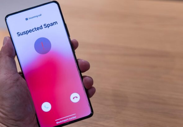 smartphone with suspected spam call coming in