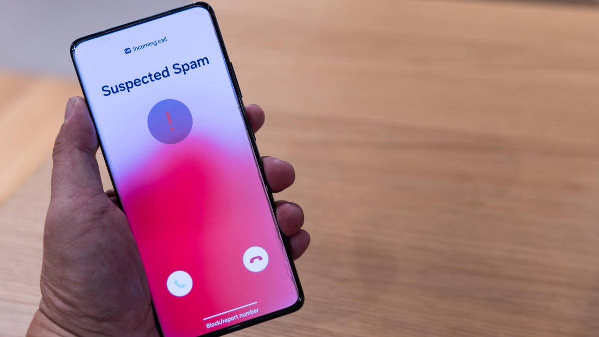 smartphone with suspected spam call coming in