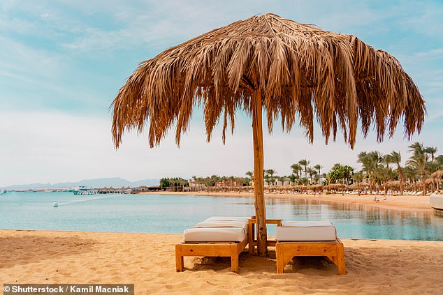 All-in: A seven-day all-inclusive return trip in August to the five-star Caves Beach Resort in Hurghada, in Egypt, including flights, costs £2,094 per person