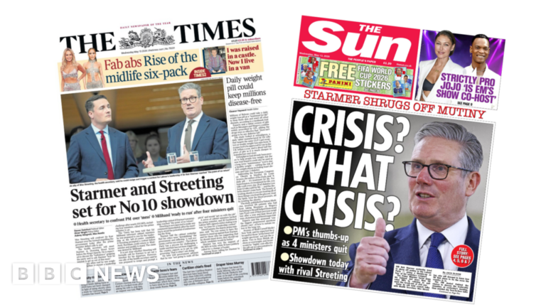 'Starmer and Streeting set for showdown' and 'Crisis? What crisis?'