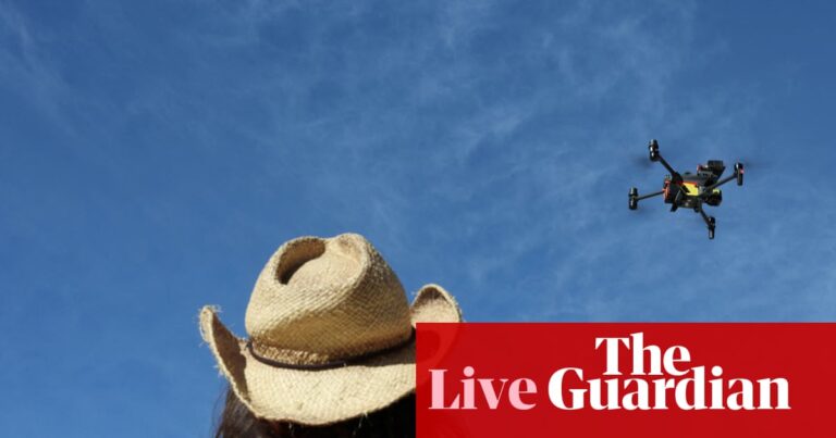 Australia news live: shark-spotting drones to patrol NSW beaches year-round; Chalmers grilled on ‘widow’s tax’