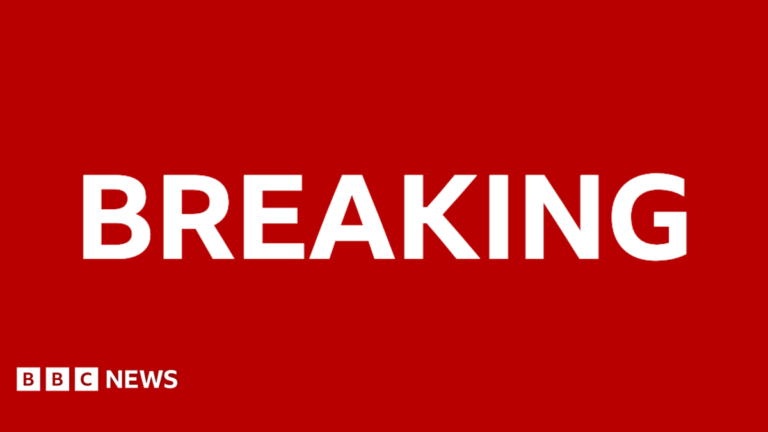 BBC breaking news image, with the word "breaking" against a red background