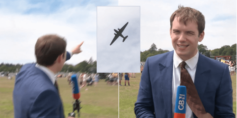 Charlie Peters interrupted live on air by Legendary WWII plane flypass: ‘That is our heritage!’