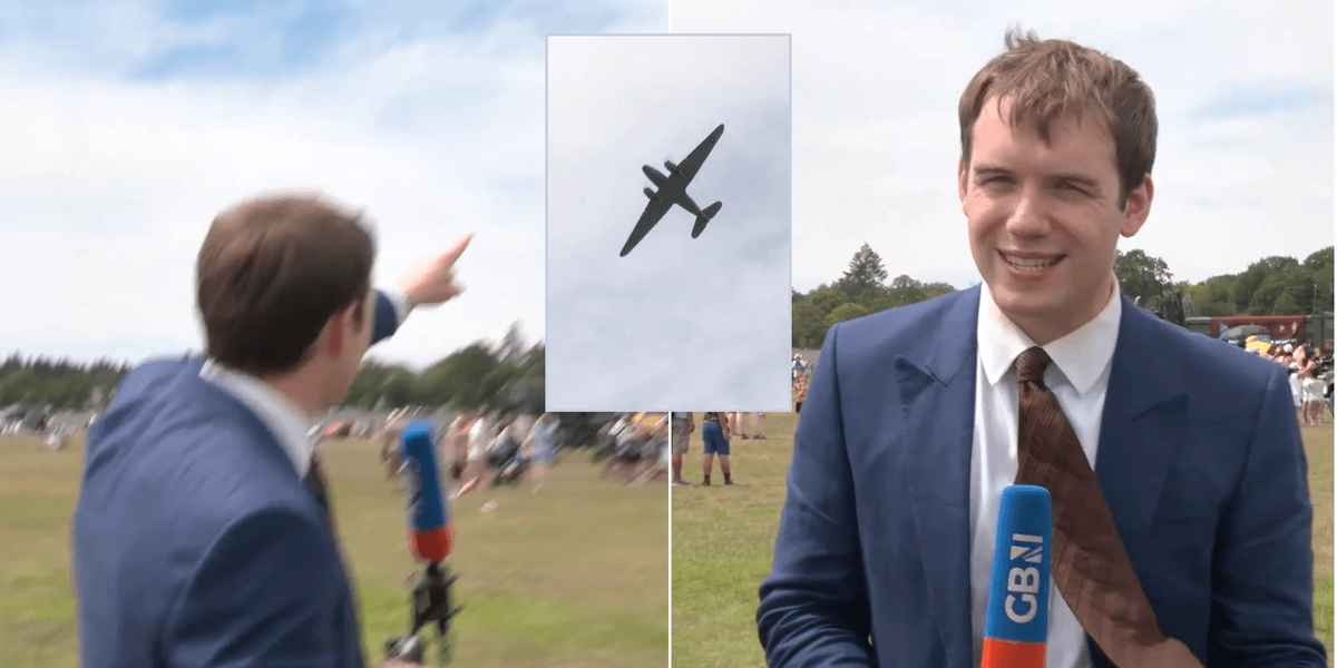 Charlie Peters interrupted live on air by Legendary WWII plane flypass: ‘That is our heritage!’