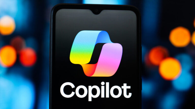 In this photo illustration, the Microsoft Copilot AI logo is seen displayed on a smartphone screen.