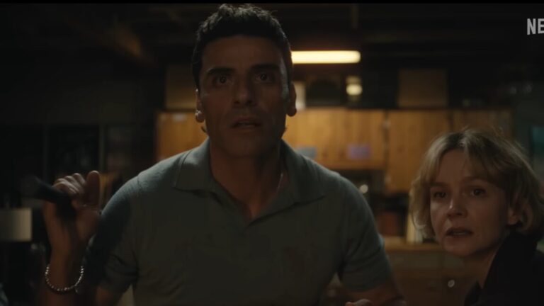 Oscar Isaac and Carey Mulligan in a scene from "Beef."