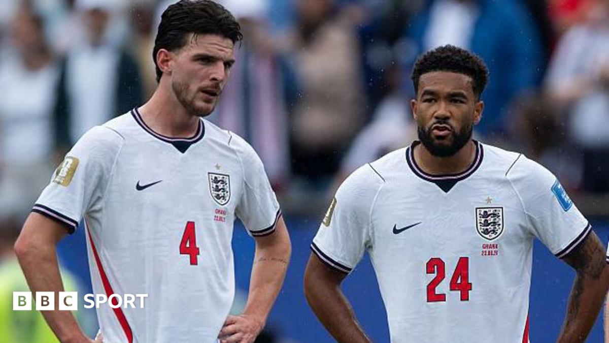 Declan Rice and Reece James stand with their hands on their hips during the draw against Ghana
