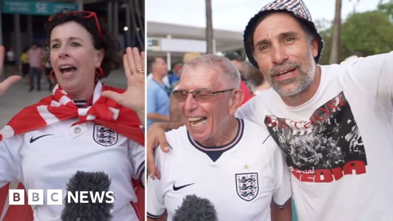 Fans in England kit being interviewed outside the stadium