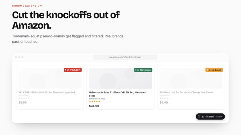 A graphic showing how the Knockoff extension works