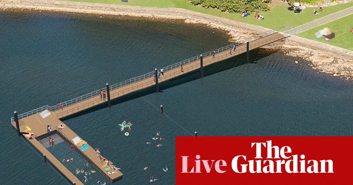 Australia news live: new Sydney Harbour pool slated to open in summer; AusAlert warning test to blare siren across phones nationally