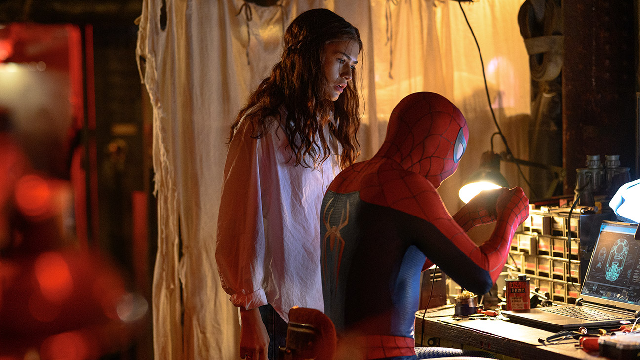 MJ (Zendaya) watches Spider-Man work in Columbia Pictures Spider-Man: Brand New Day