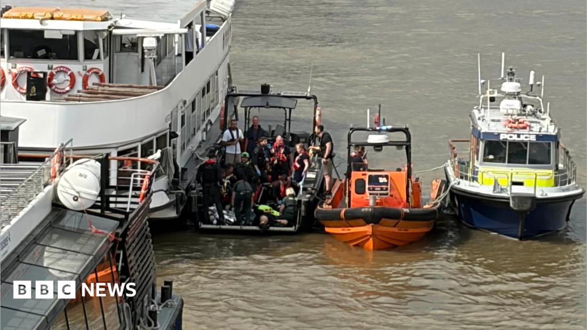 Rescue boats and a Met Police boat next to each other in the Thames.