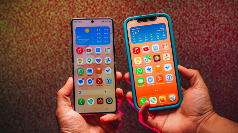 Galaxy Z Flip 8 with iPhone 12 Pro Max