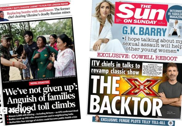 The headline on the front page of the Independent reads: 'We've not given up': Anguish of families as flood toll climbs.