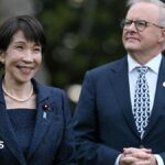 Japanese prime minister Sanae Takaichi (left) and Australian PM Anthony Albanese