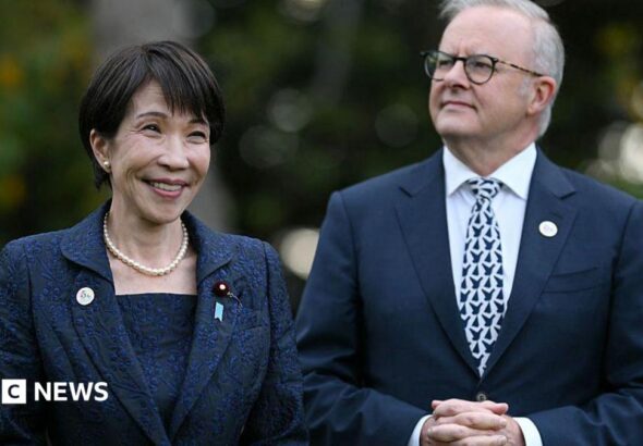 Japanese prime minister Sanae Takaichi (left) and Australian PM Anthony Albanese