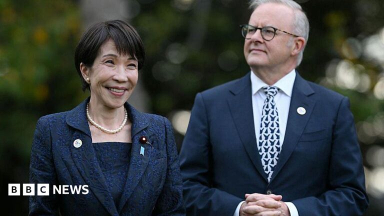 Japanese prime minister Sanae Takaichi (left) and Australian PM Anthony Albanese