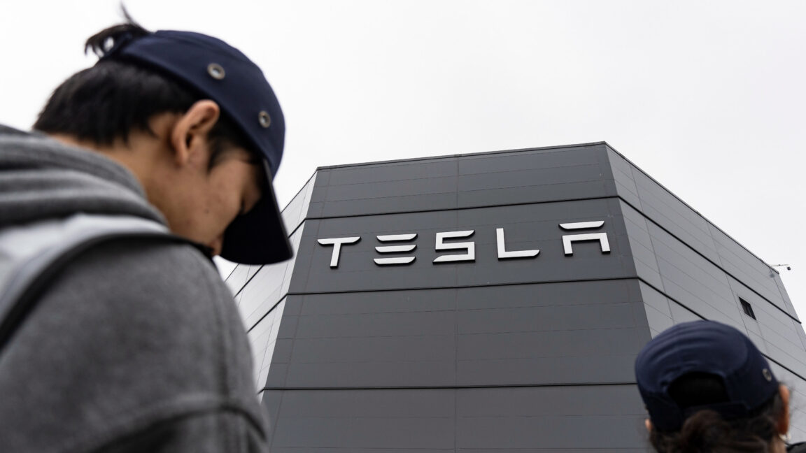 The Tesla Inc. Gigafactory plant during a media tour in Shanghai, China, on Tuesday, April 14, 2026. Tesla faces relentless competition in China from high-tech domestic rivals like Xiaomi Corp. and BYD Co. Photographer: Qilai Shen/Bloomberg via Getty Images