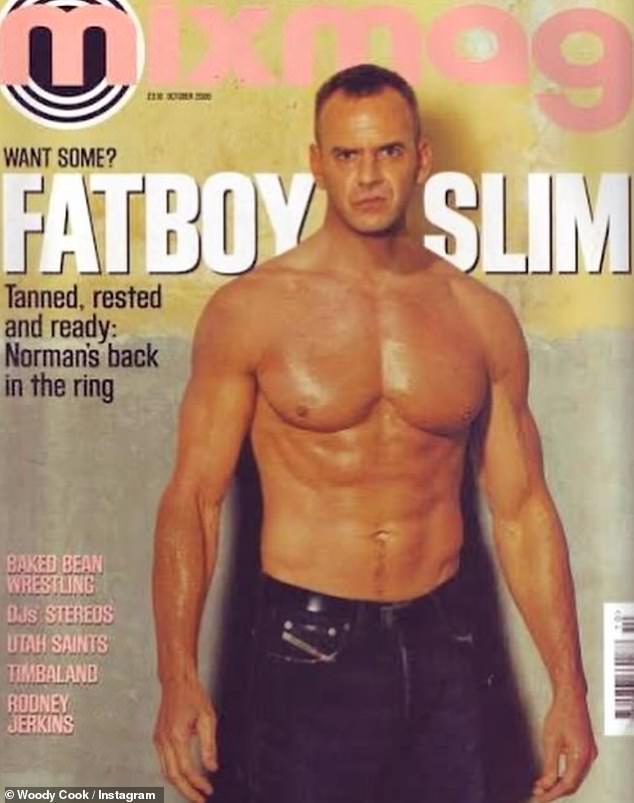 Fatboy Slim showcased his chiselled abs as his son Woody marked the DJ's 63rd birthday with a throwback magazine snap