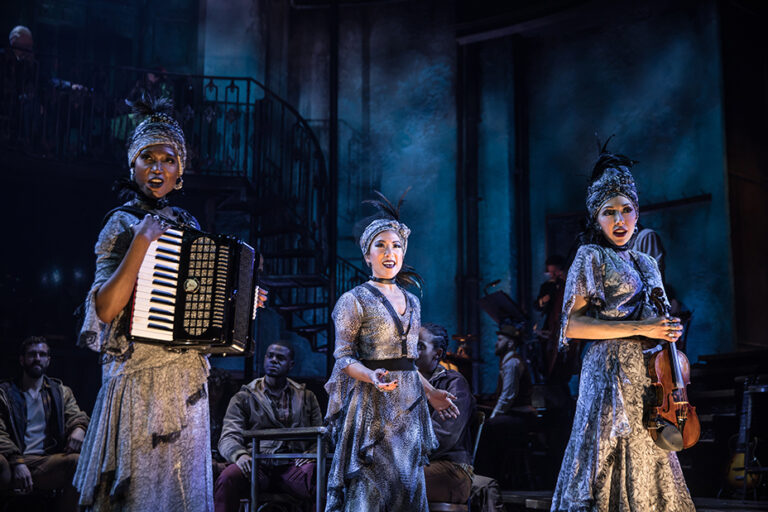 Jewelle Blackman, Kay Trinidad and Yvette Gonzalez-Nacer as the original fates in 'Hadestown' on Broadway.