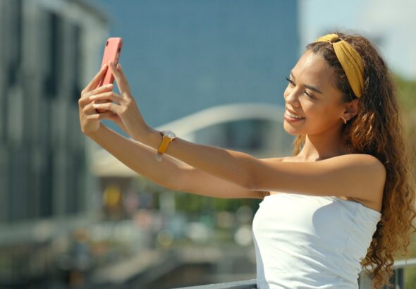 woman taking selfie
