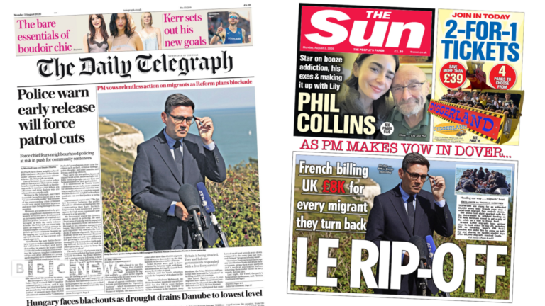 "Police warn early release will force patrol cuts" reads the headline on the front page of the Daily Telegraph.