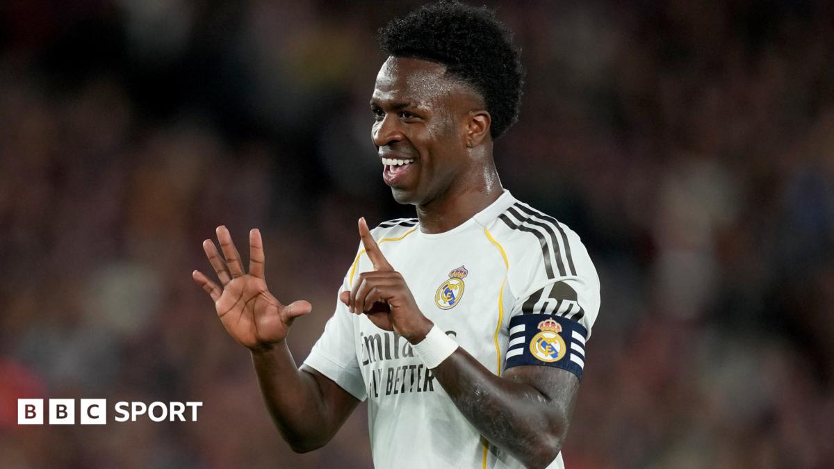 Real Madrid player Vinicius Jr celebrates