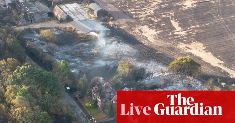 ‘Extensive’ devastation caused by major fire in England as 150 million in Europe to experience temperatures above 35C – Europe live | Climate crisis