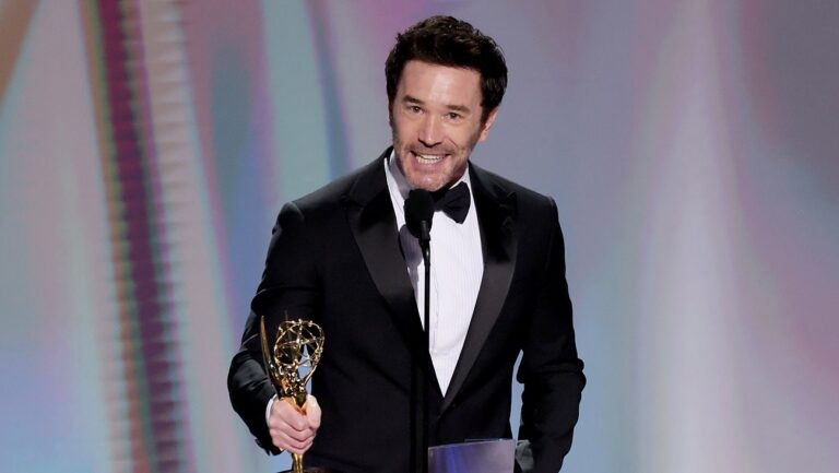 Tom Pelphrey accepts the Outstanding Supporting Actor in a Drama Series Award for Task on stage during the 78th Primetime Emmy Awards held at the Peacock Theater on September 14, 2026.