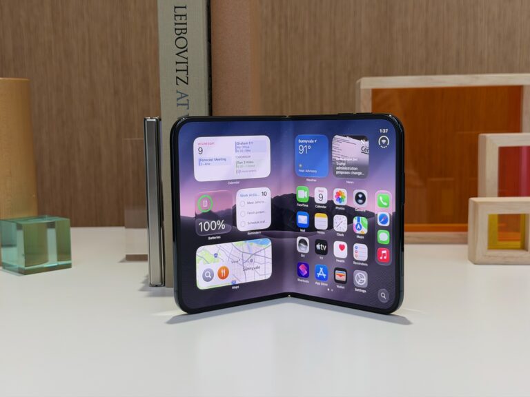iPhone duo is sitting upright partially opened
