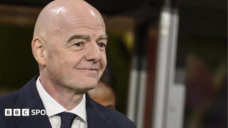 Fifa president Gianni Infantino during a visit to a sports complex in Cali, Colombia, on August 7, 2026