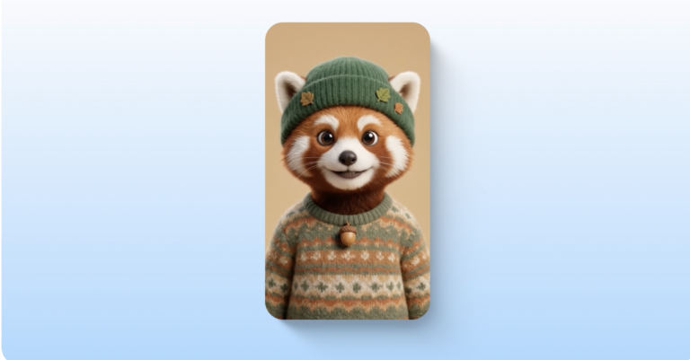Screenshot of a Gemini's Live Avatar, which in this case is a fox in a sweater and winter hat.