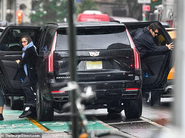 Harry Styles and Zoe Kravitz were both seen stepping out of the same large black SUV in New York City on Sunday