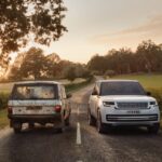 An old Range Rover Classic and a new Range Rover EV