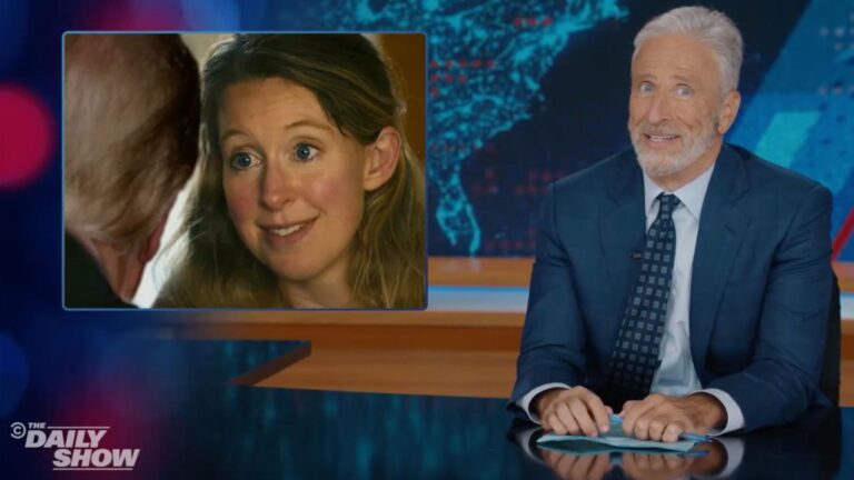 Jon Stewart Likens Donald Trump Aide Natalie Harp To Elizabeth Holmes In Viral 'You Can See Everything' Trailer