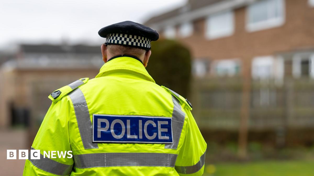 A stock image of a police officer with his back to the camera