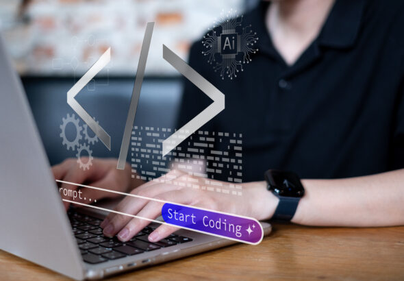 Person using artificial intelligence in vibe coding