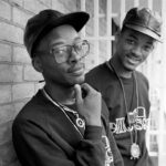 Jazzy Jeff and the Fresh Prince, Jeff Townes (left) and Will Smith (right), pose for a portrait session at the Holiday Inn hotel, Swiss Cottage, London, 21st October 1986.